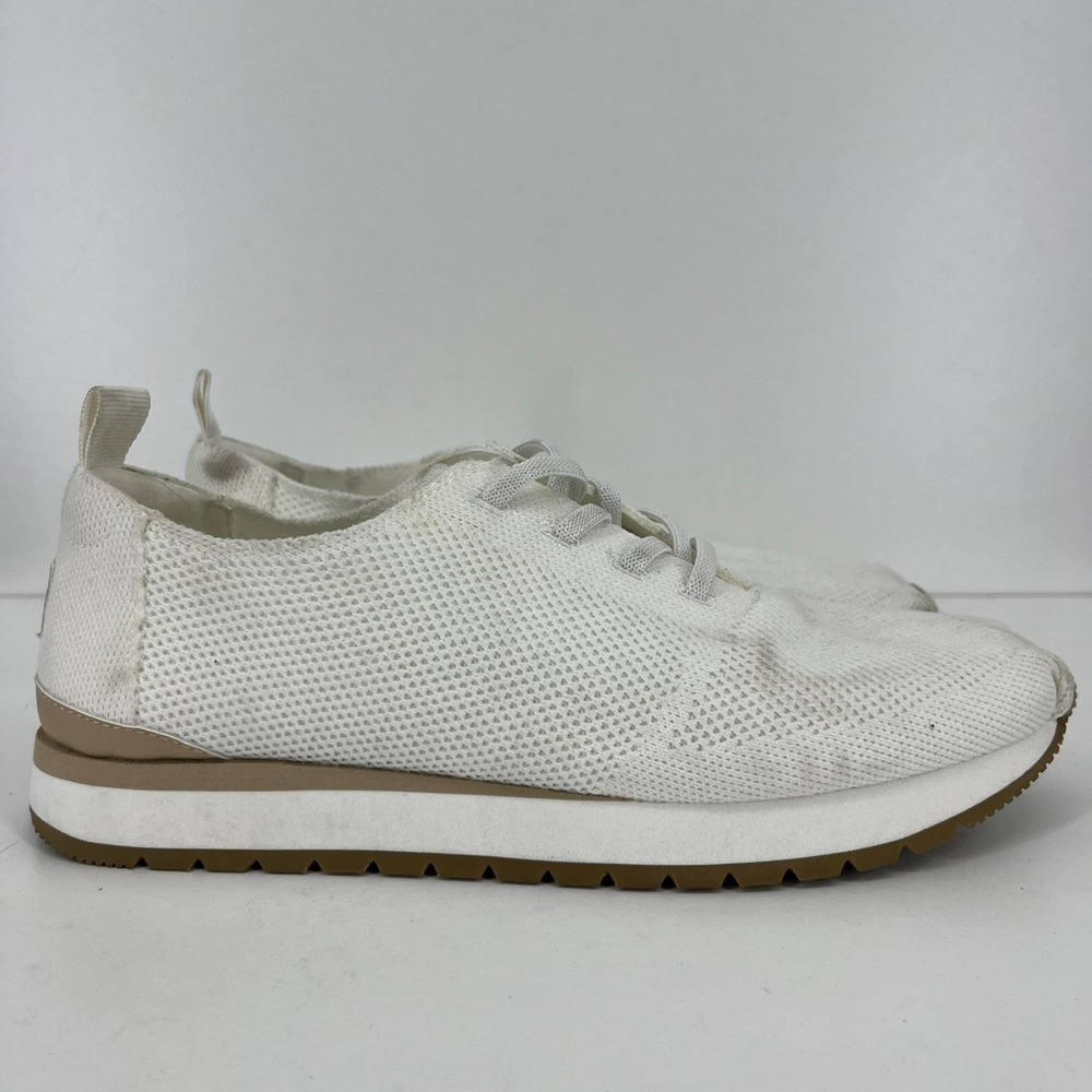 TOMS Women White Knit Lace Up Sneakers Breathable Mesh Walking Shoes Size 9